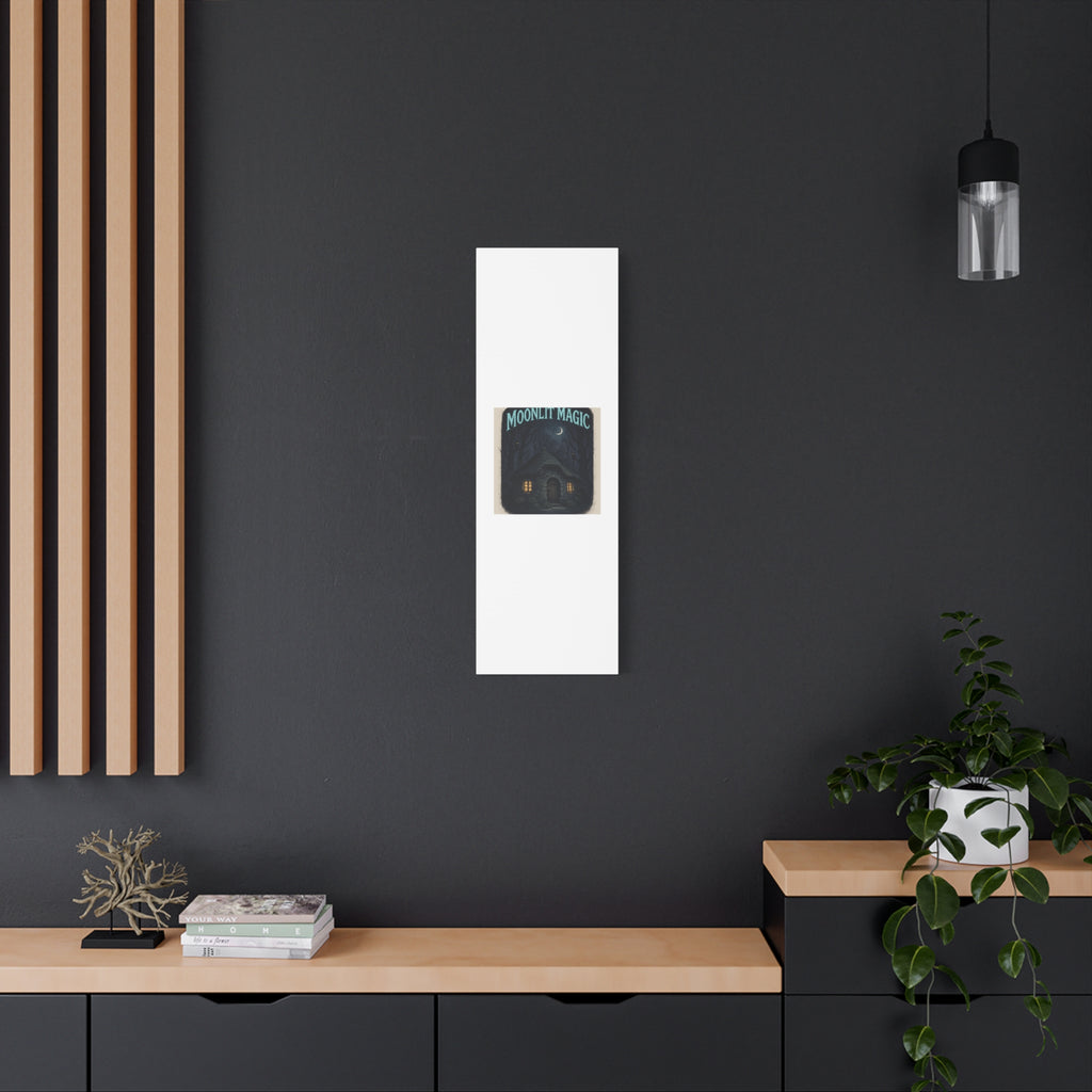 Moonlit Magic Canvas Wall Art — Cozy Cottage Night Illustration