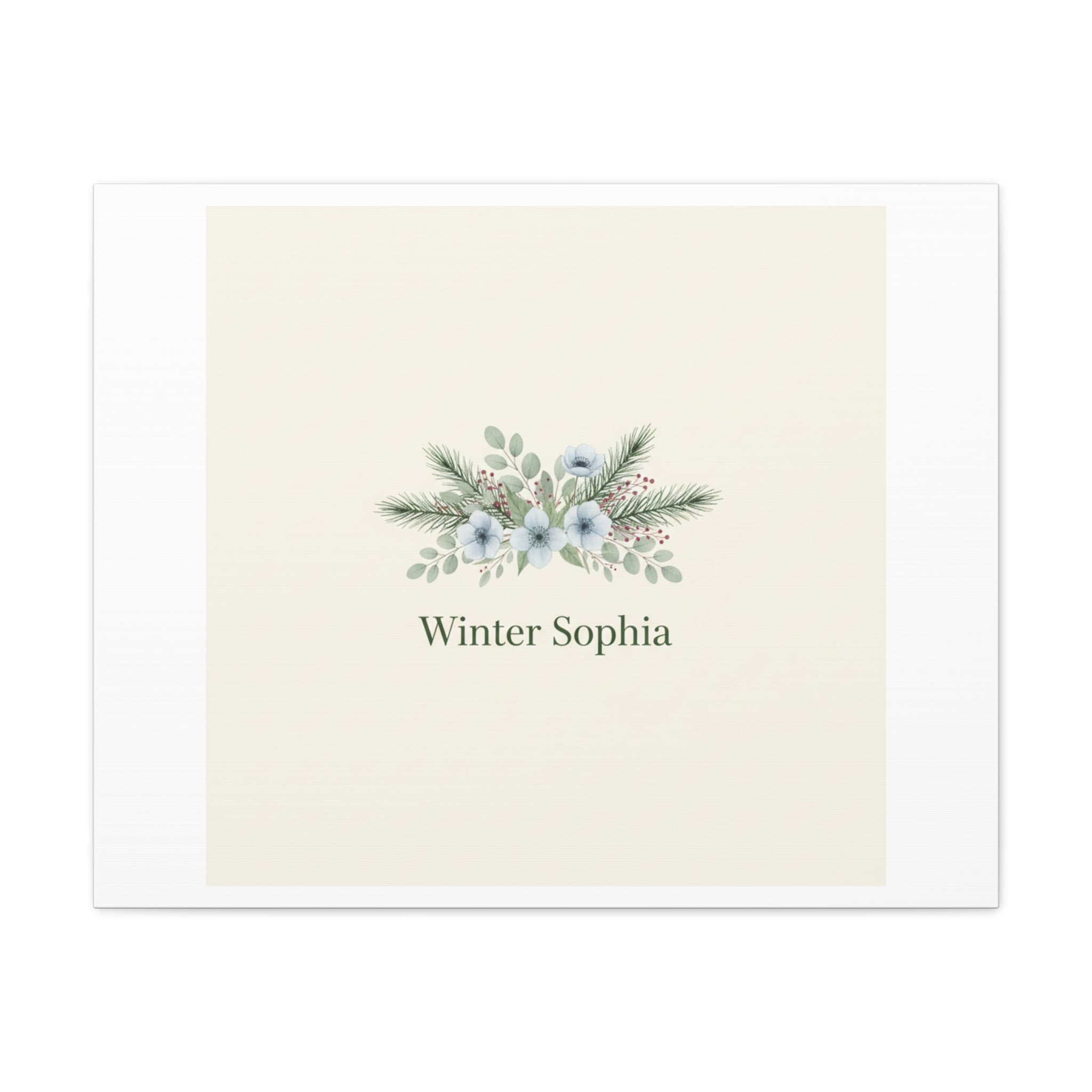 Winter floral wreath Canvas, pine branch botanical art | Minimal winter florals