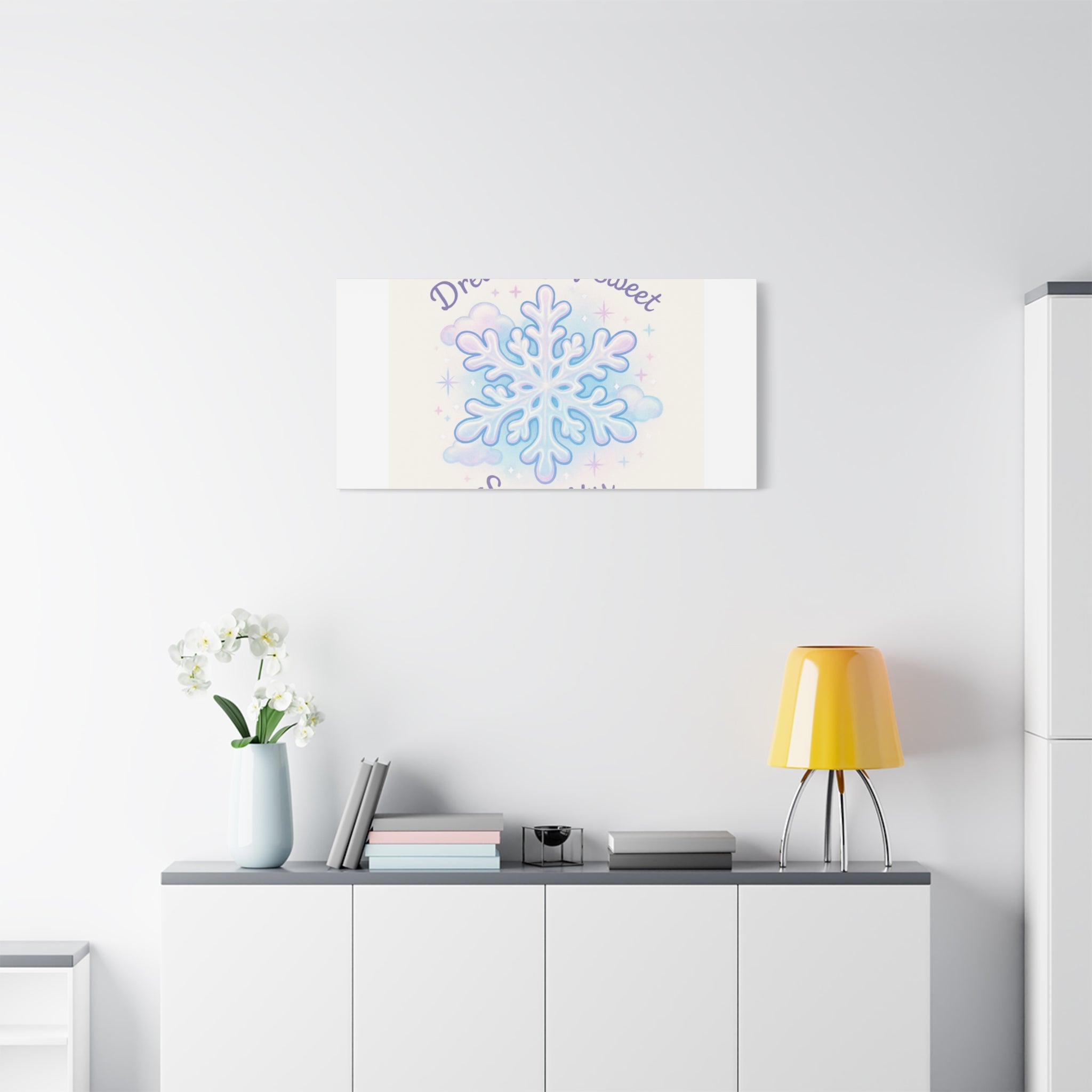 Canvas Wall Art - "Dreaming of Sweet Serenity" Snowflake Illustration