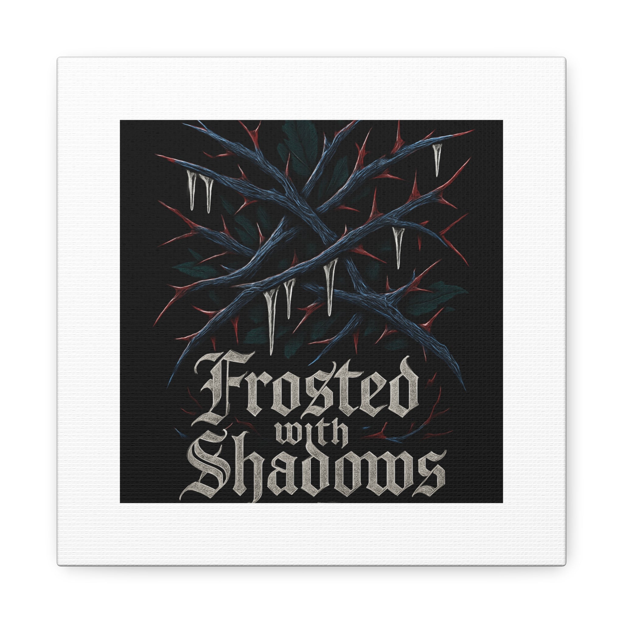 Frosted With Shadows Canvas Art — Gothic Winter Icicle Wall Decor