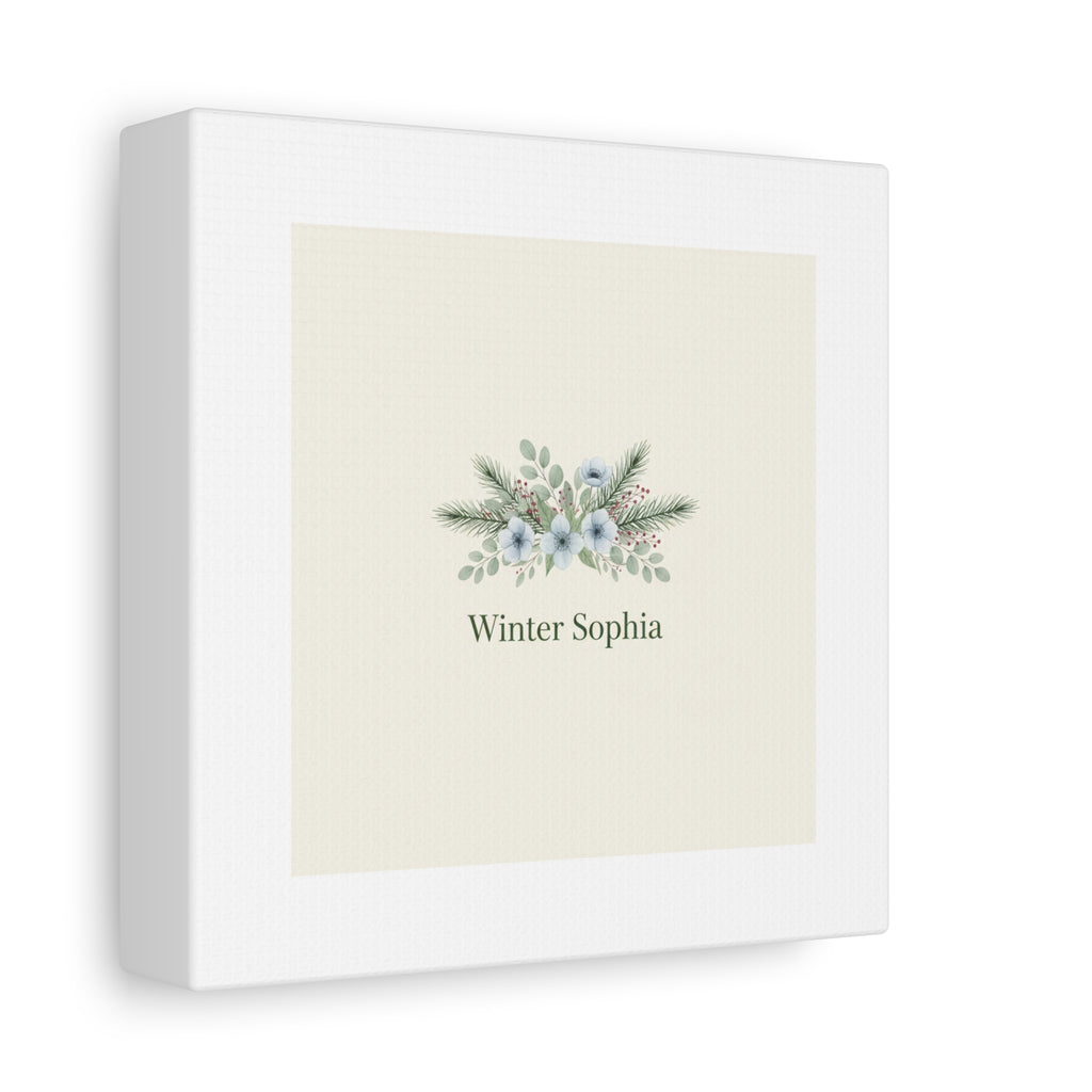 Winter floral wreath Canvas, pine branch botanical art | Minimal winter florals