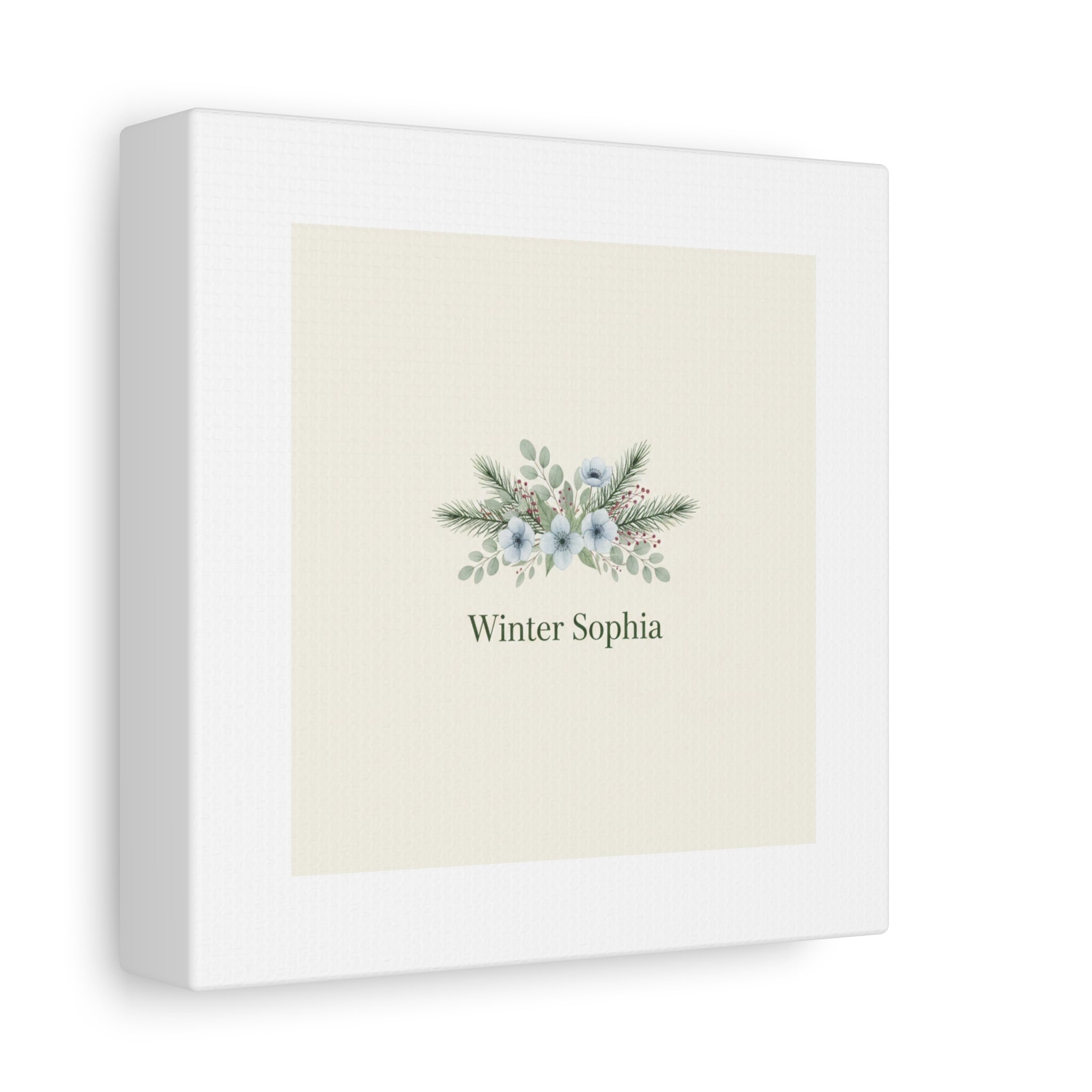 Winter floral wreath Canvas, pine branch botanical art | Minimal winter florals