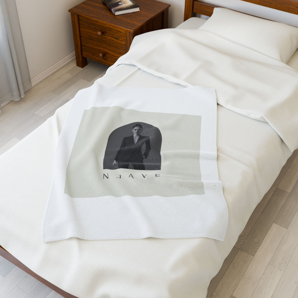 Minimal Monochrome Portrait Velveteen Plush Blanket | Tonal Loungewear Aesthetic