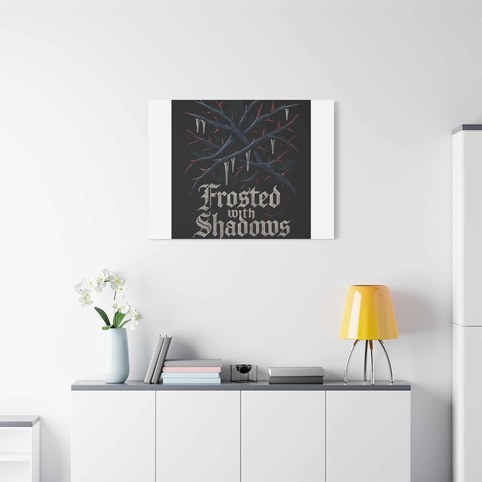 Frosted With Shadows Canvas Art — Gothic Winter Icicle Wall Decor