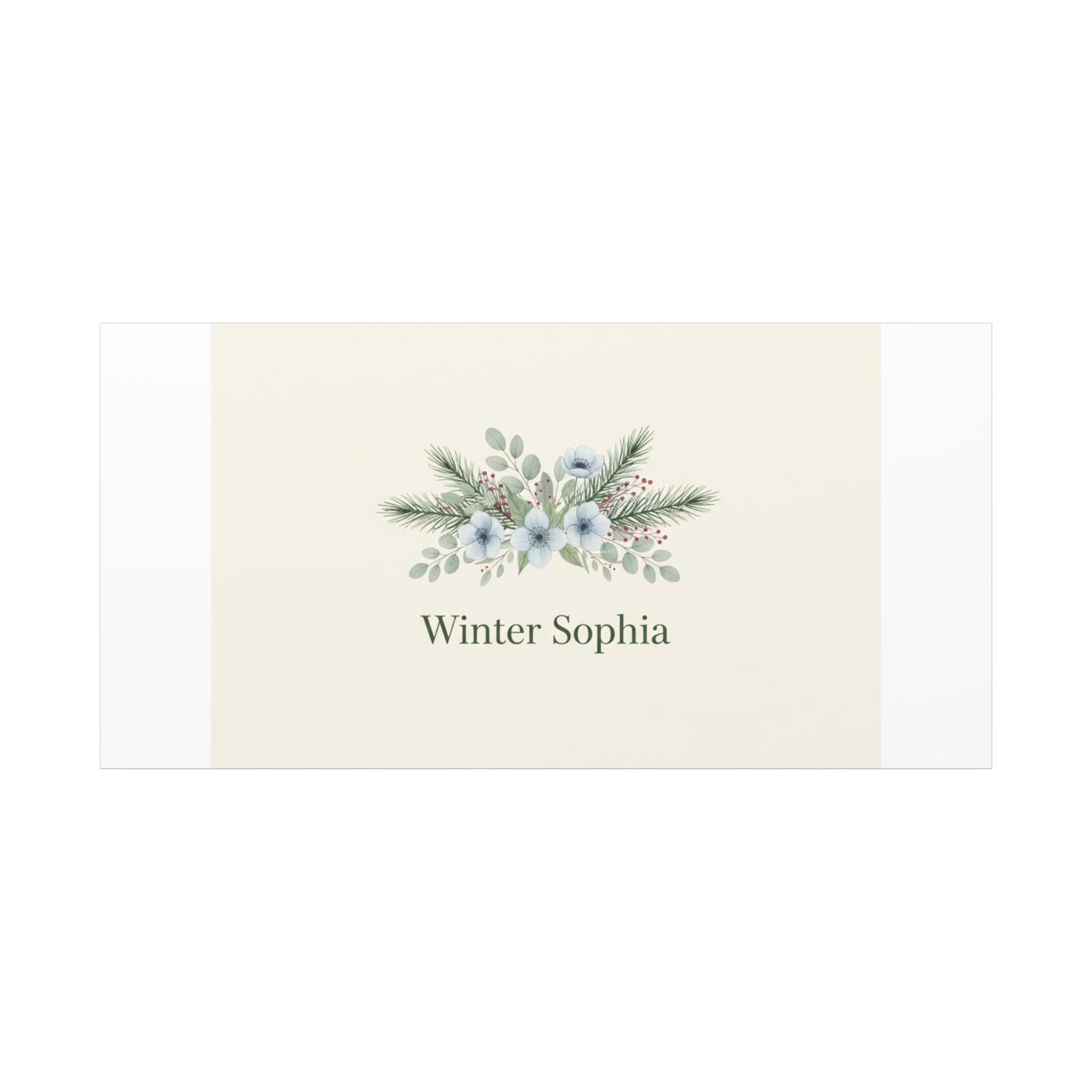 Winter floral wreath Canvas, pine branch botanical art | Minimal winter florals