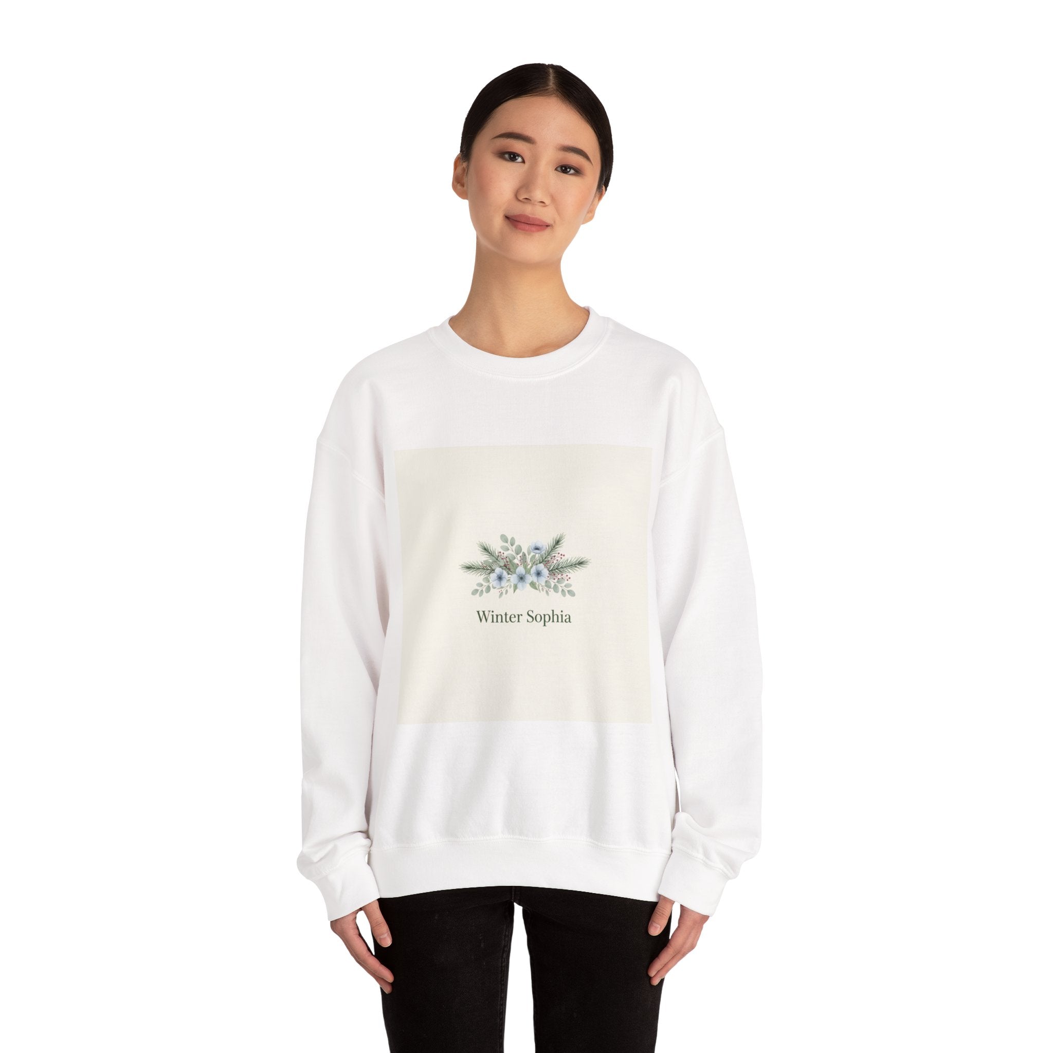 Winter Botanical Wreath Sweatshirt | pine branch design, minimal winter florals