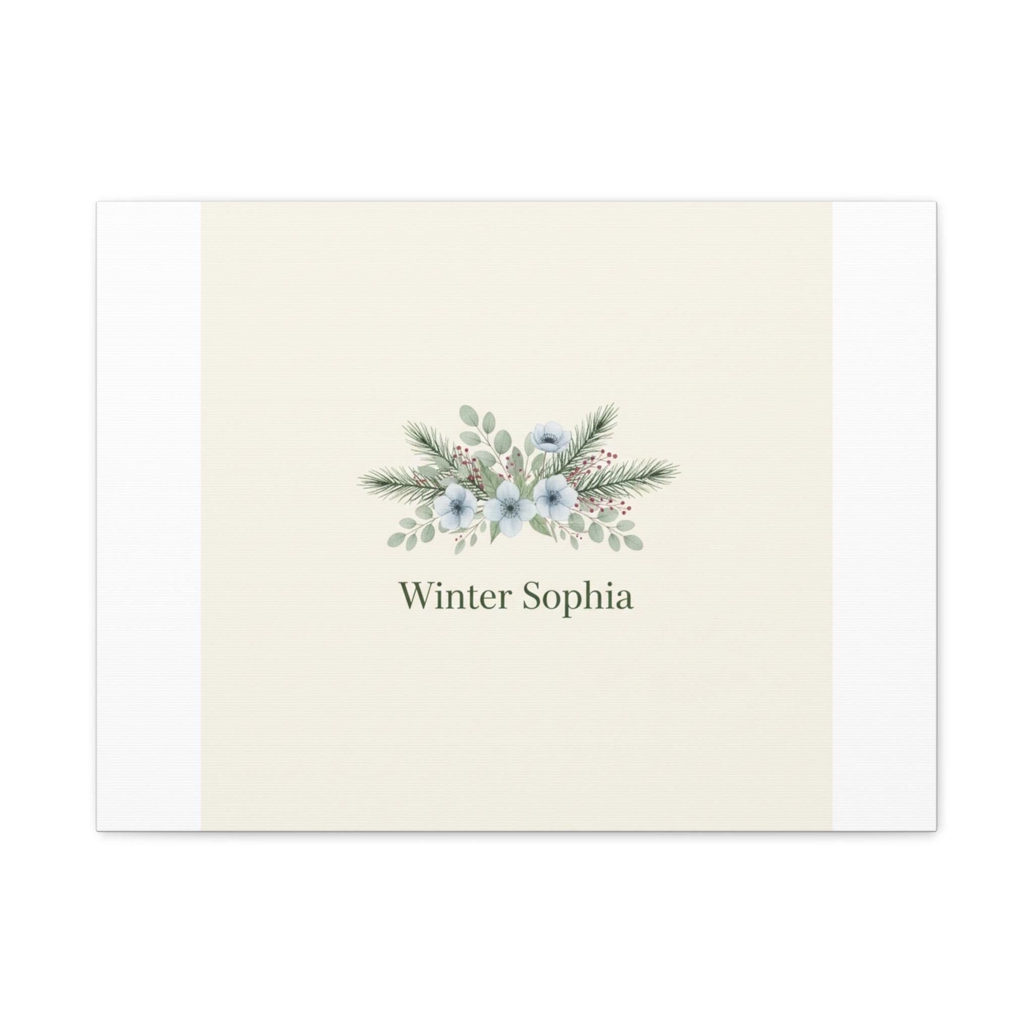 Winter floral wreath Canvas, pine branch botanical art | Minimal winter florals