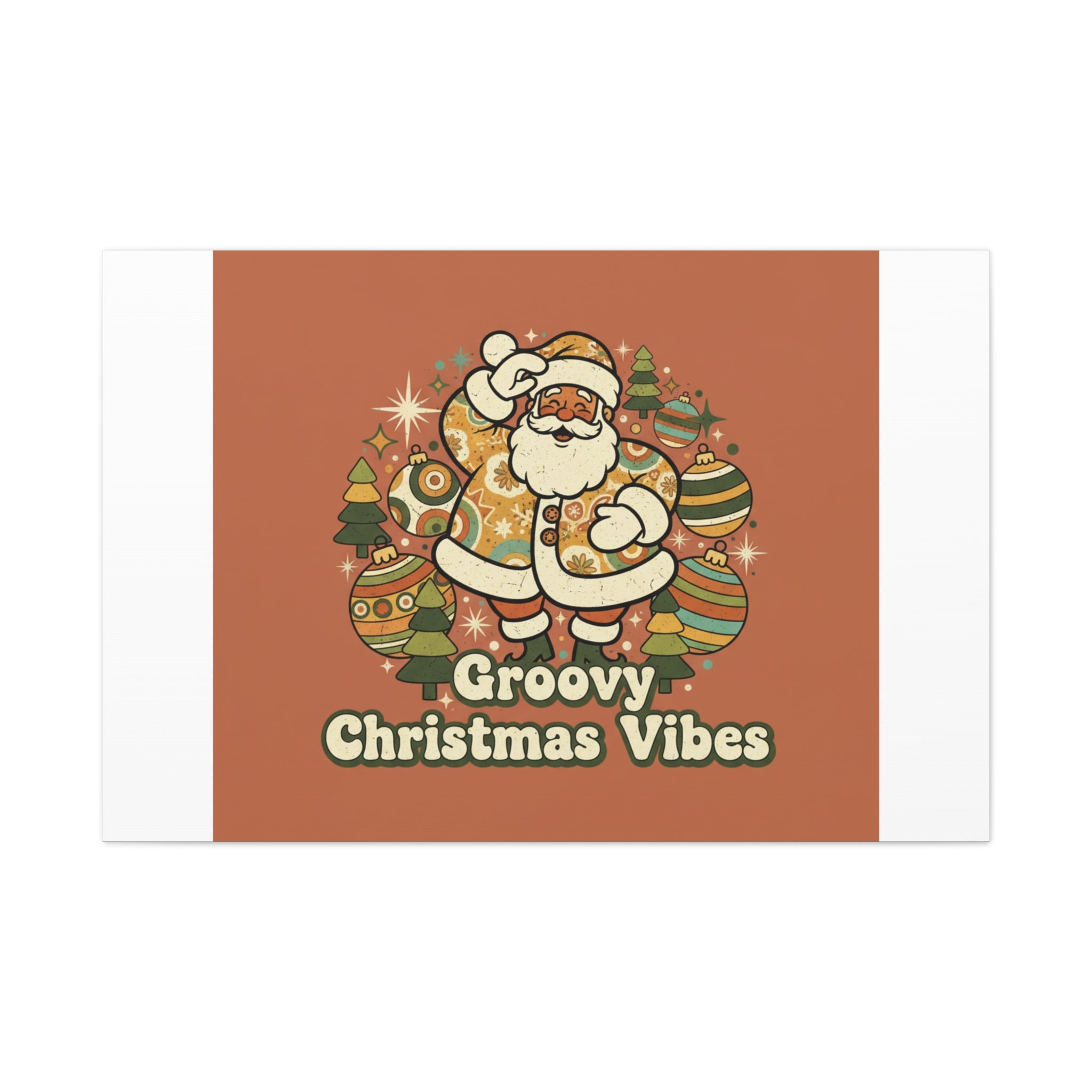 Groovy Christmas Vibes Canvas | 1970s Retro Holiday Art, Vintage Noel