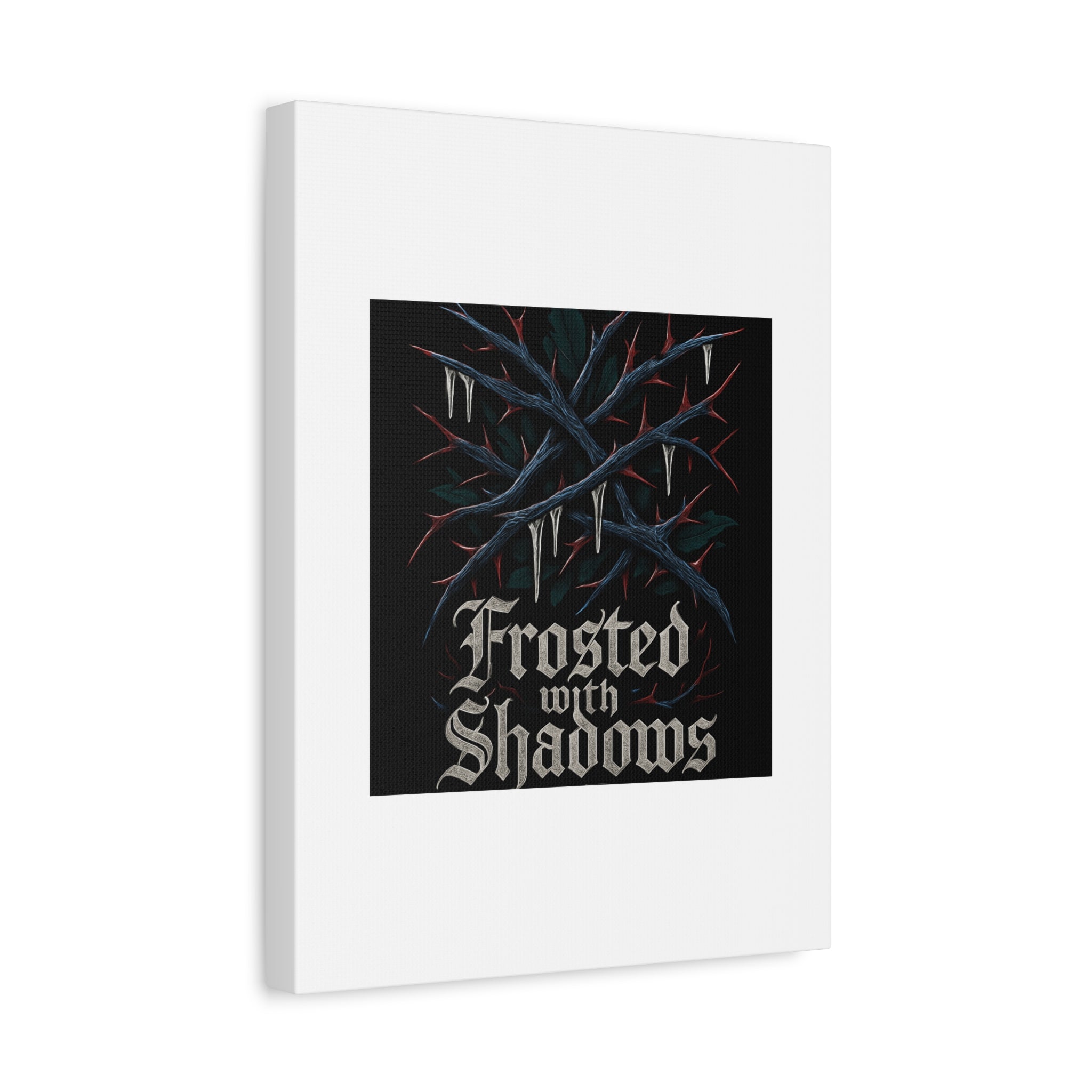 Frosted With Shadows Canvas Art — Gothic Winter Icicle Wall Decor