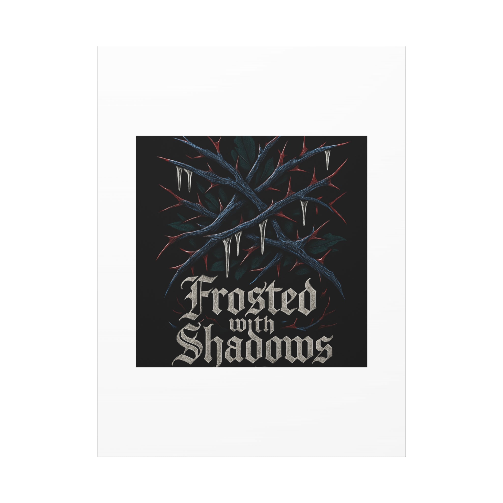 Frosted With Shadows Canvas Art — Gothic Winter Icicle Wall Decor