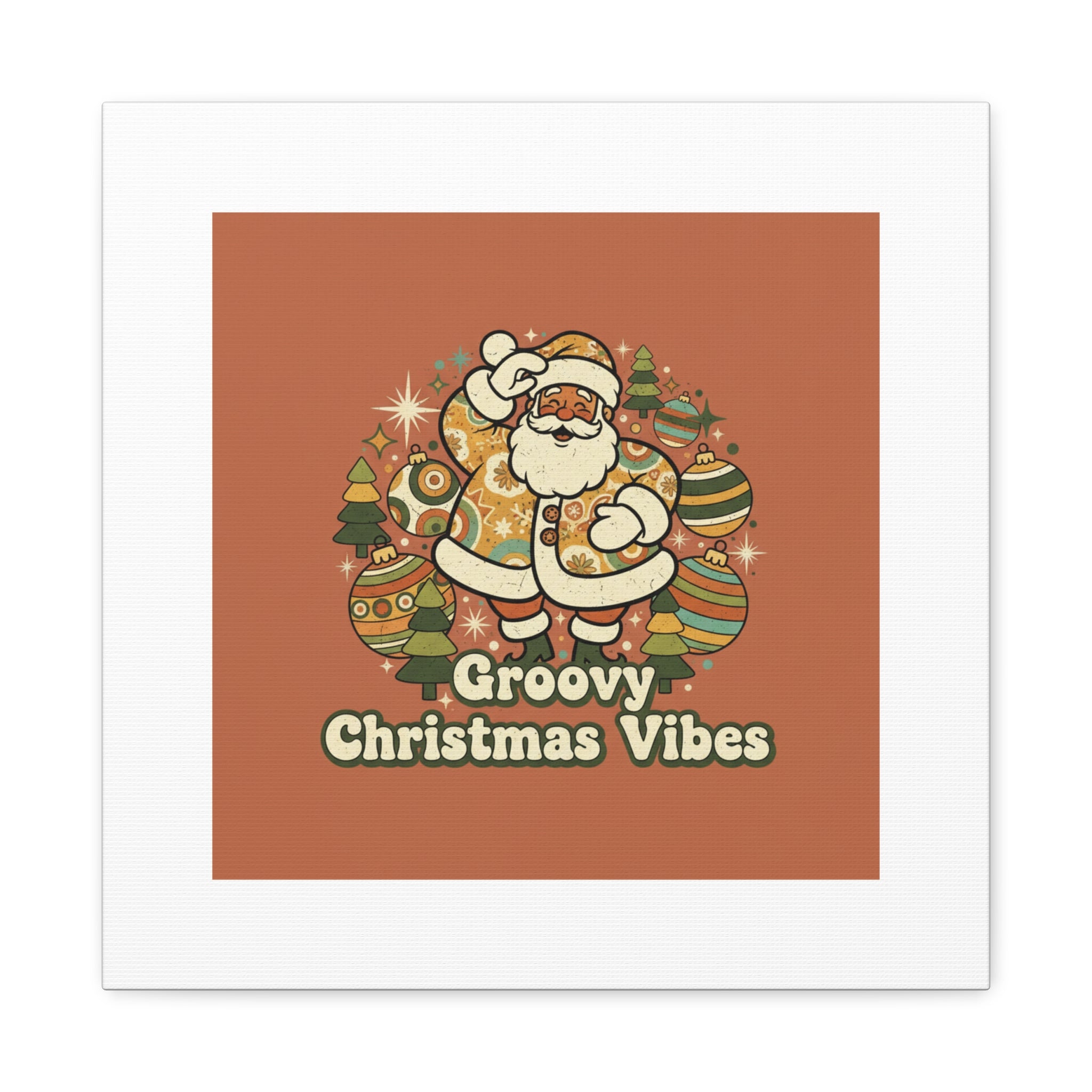 Groovy Christmas Vibes Canvas | 1970s Retro Holiday Art, Vintage Noel