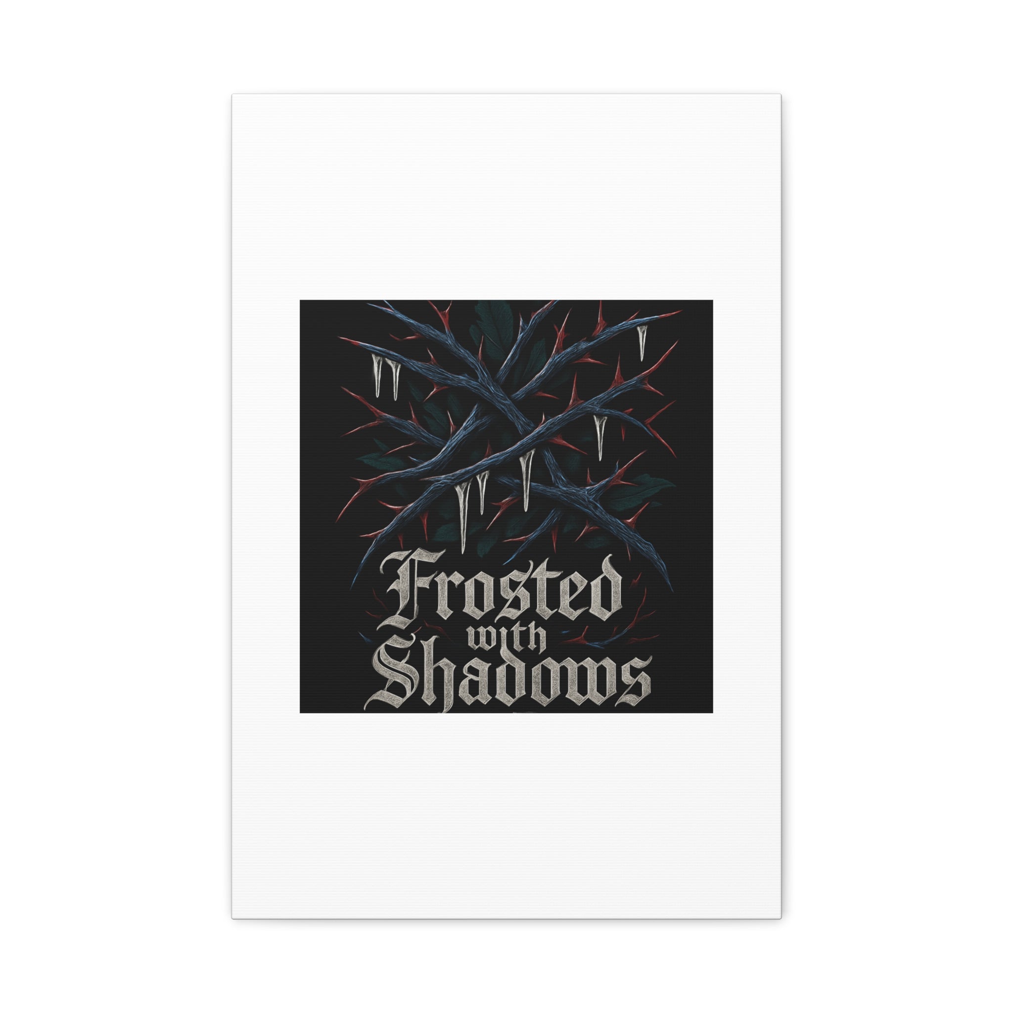 Frosted With Shadows Canvas Art — Gothic Winter Icicle Wall Decor