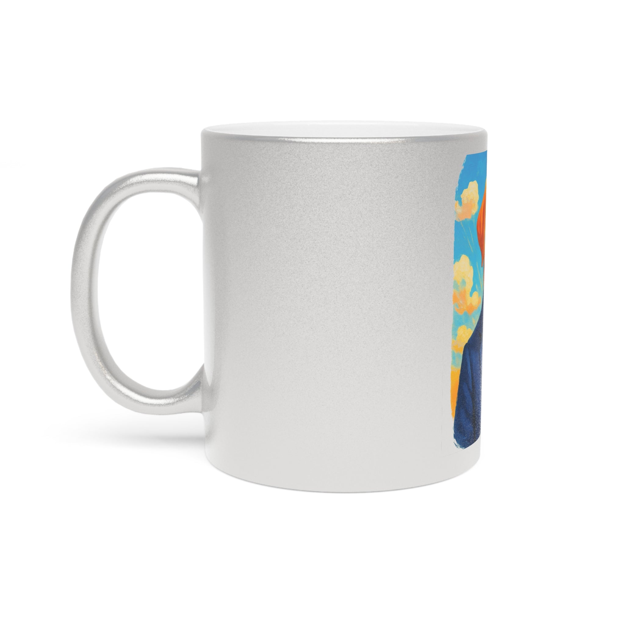 Silver/Gold Metallic Mug — Smiling Dog in Suit Portrait