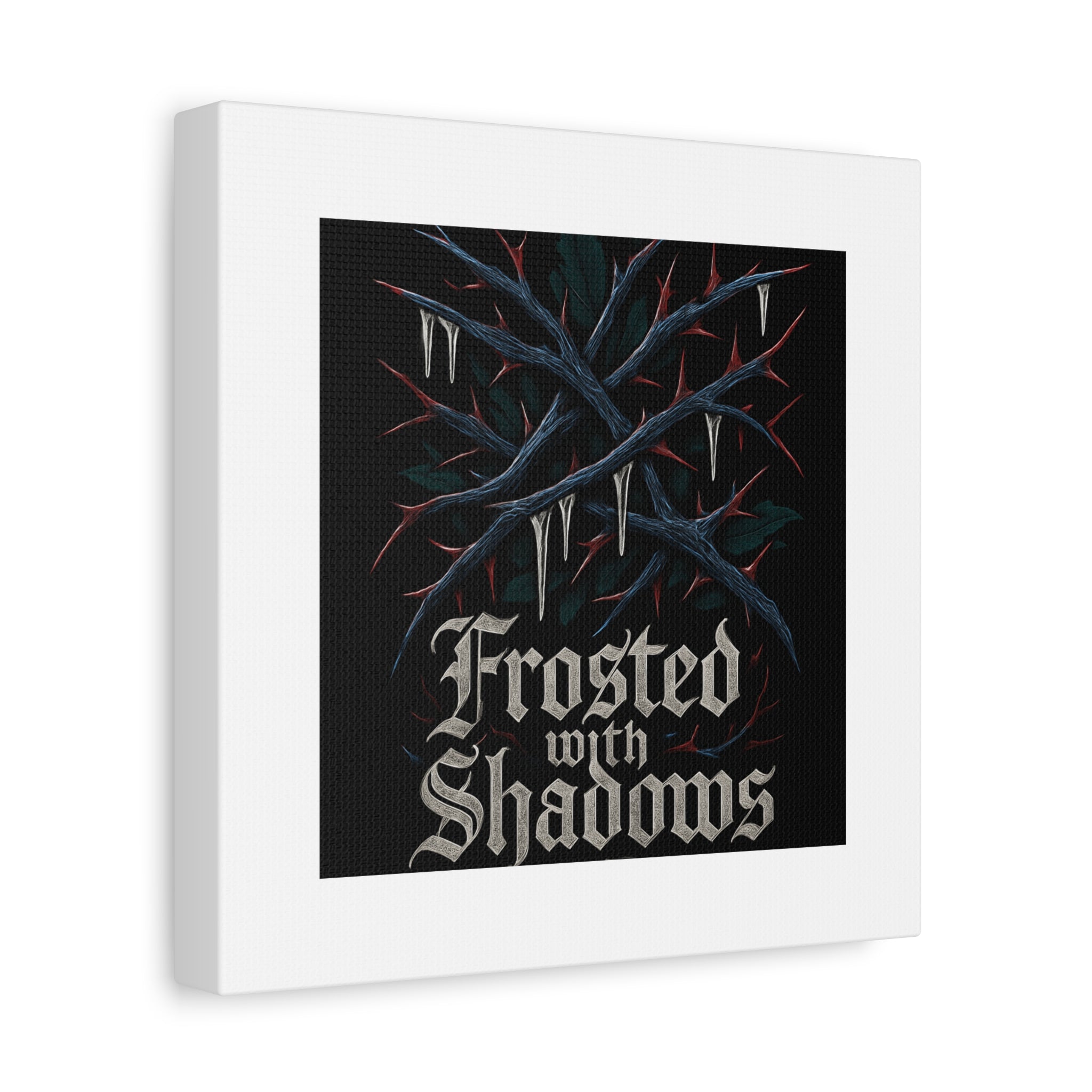 Frosted With Shadows Canvas Art — Gothic Winter Icicle Wall Decor