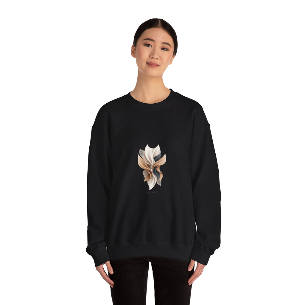 Neutral Abstract Emblem Sweatshirt | quiet luxury, subtle embroidery