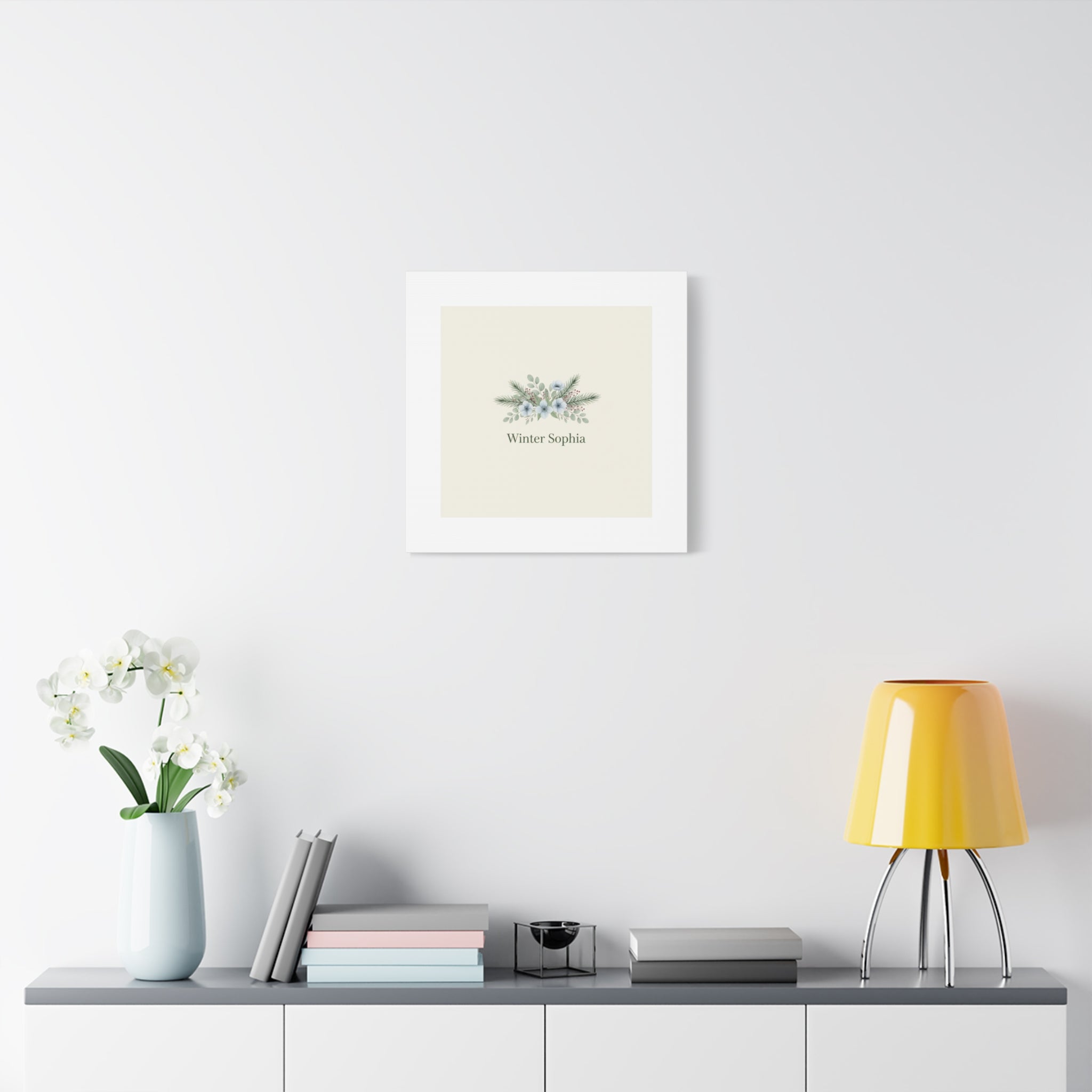 Winter floral wreath Canvas, pine branch botanical art | Minimal winter florals