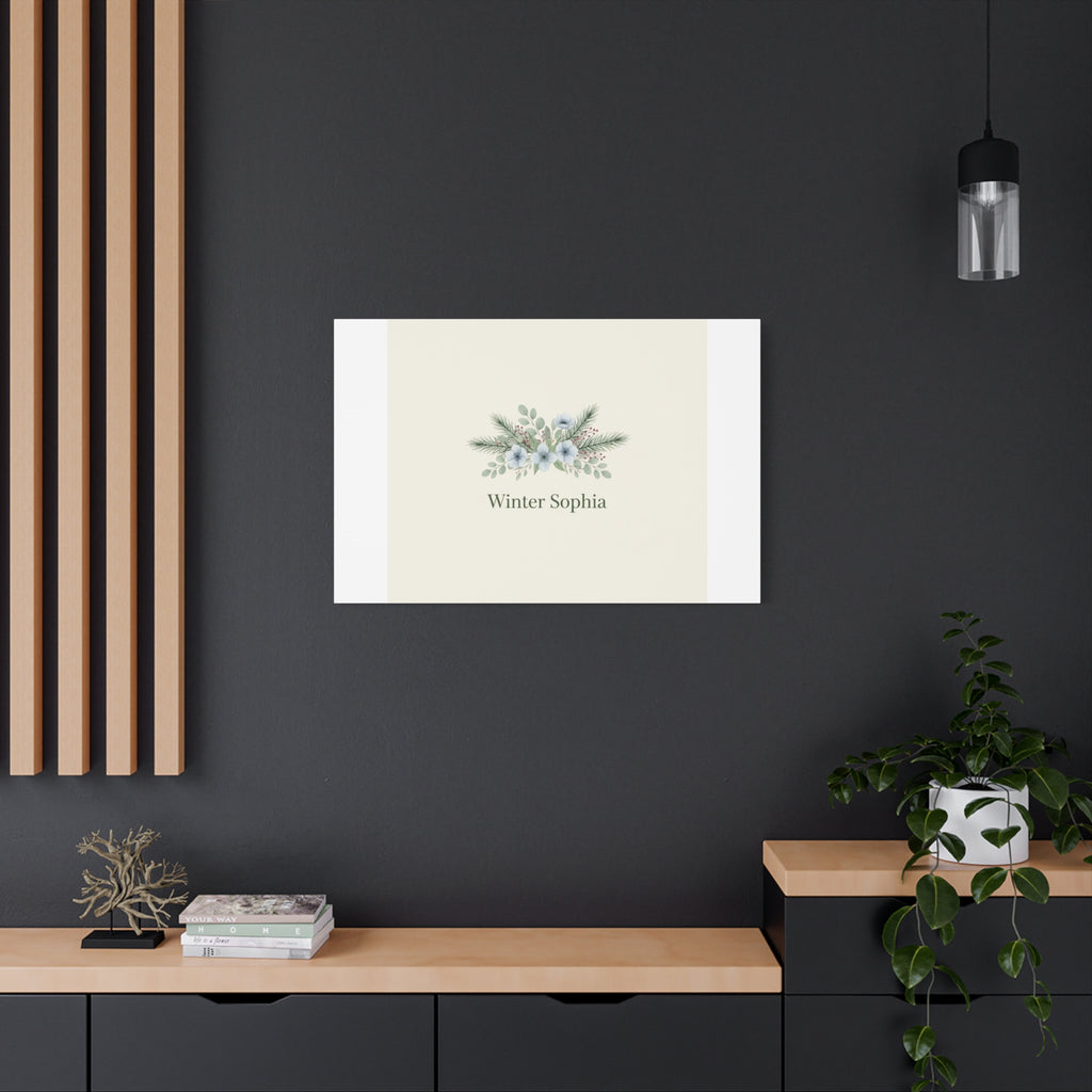 Winter floral wreath Canvas, pine branch botanical art | Minimal winter florals
