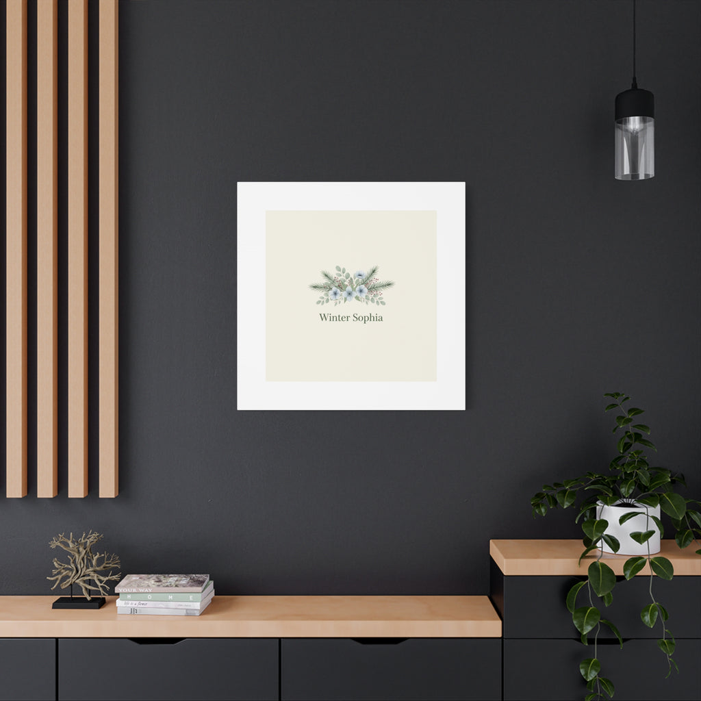 Winter floral wreath Canvas, pine branch botanical art | Minimal winter florals