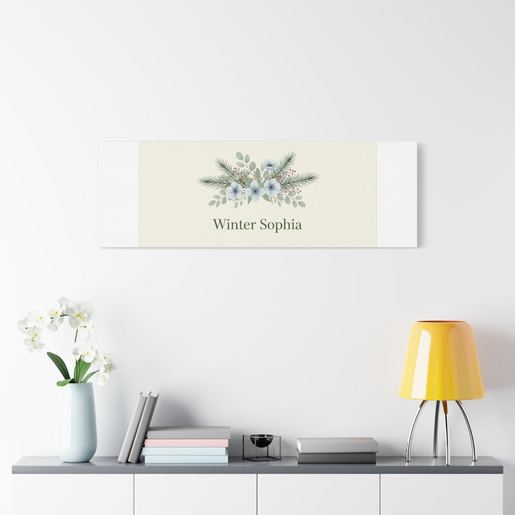 Winter floral wreath Canvas, pine branch botanical art | Minimal winter florals