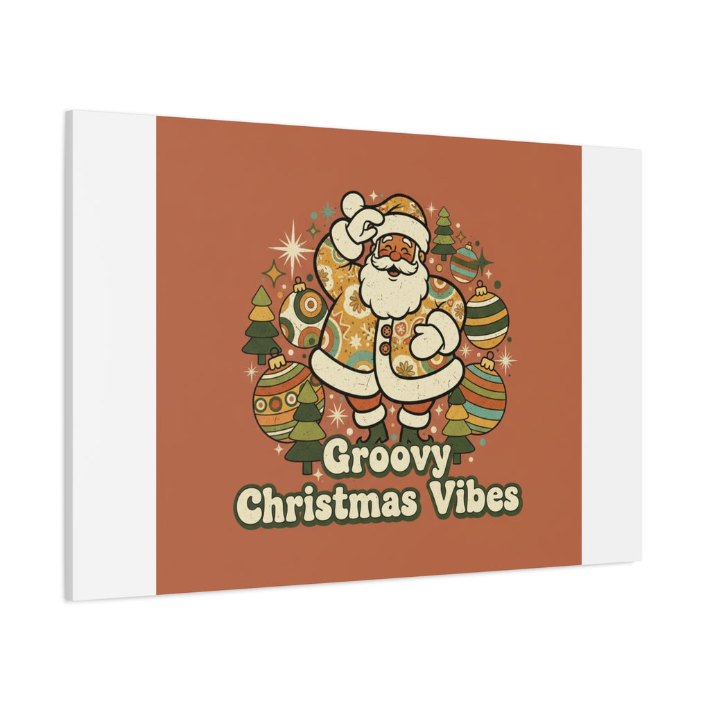 Groovy Christmas Vibes Canvas | 1970s Retro Holiday Art, Vintage Noel