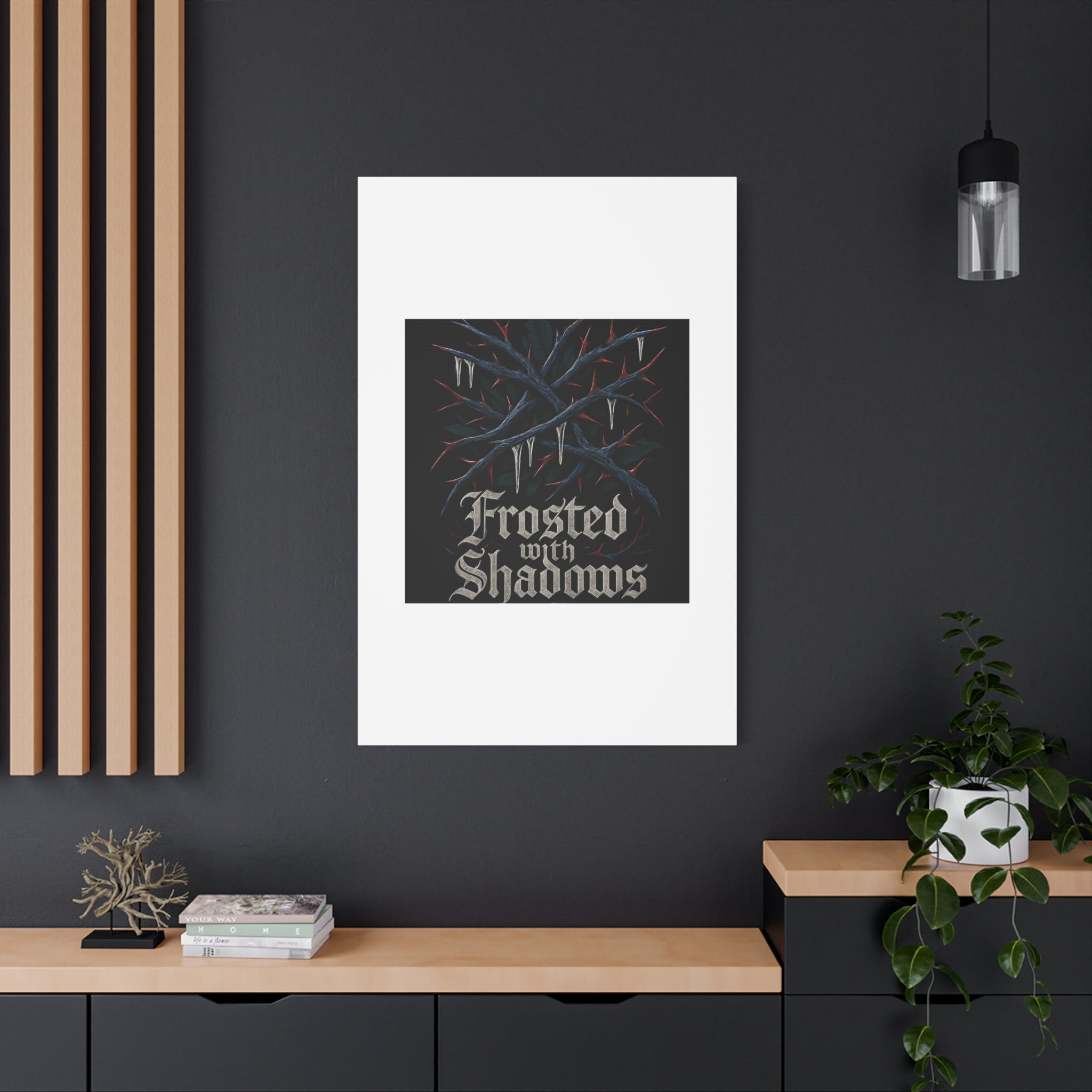 Frosted With Shadows Canvas Art — Gothic Winter Icicle Wall Decor