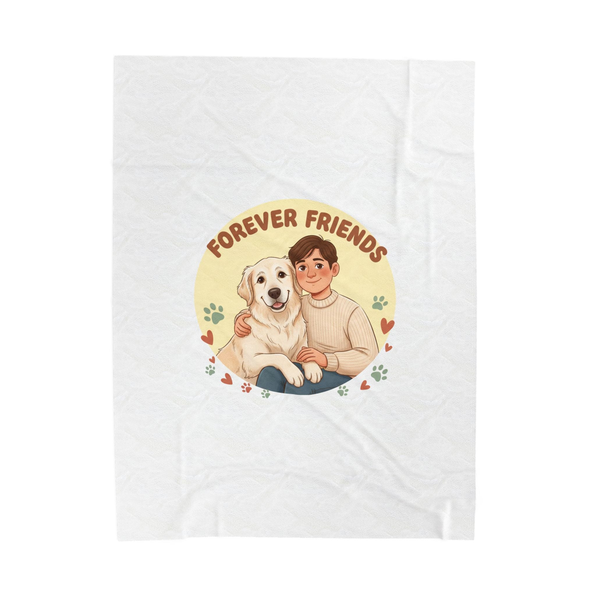 Forever Friends Senior Dog Design Velveteen Blanket | Pet-Centric Holiday, Paw Print Cozy Throw