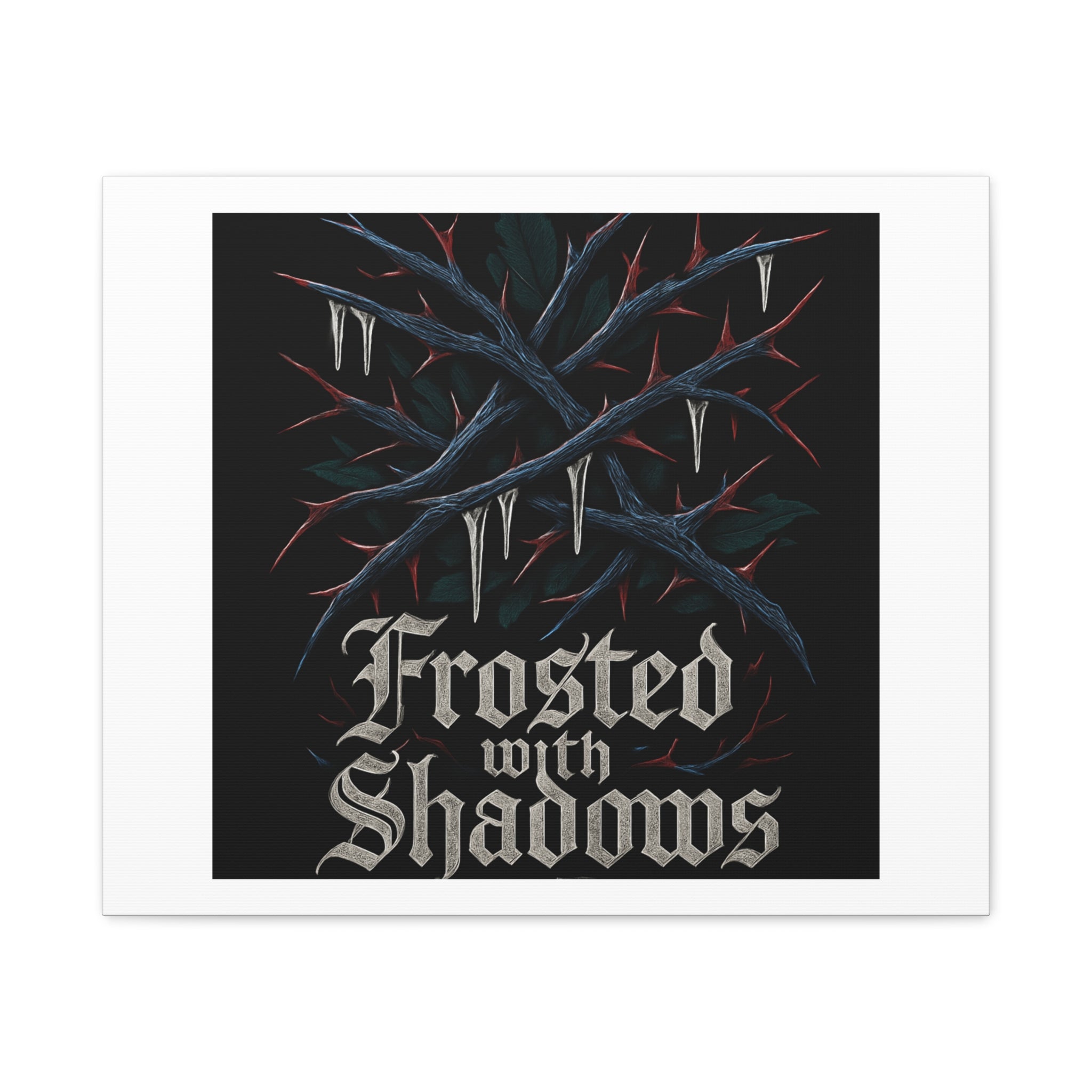 Frosted With Shadows Canvas Art — Gothic Winter Icicle Wall Decor