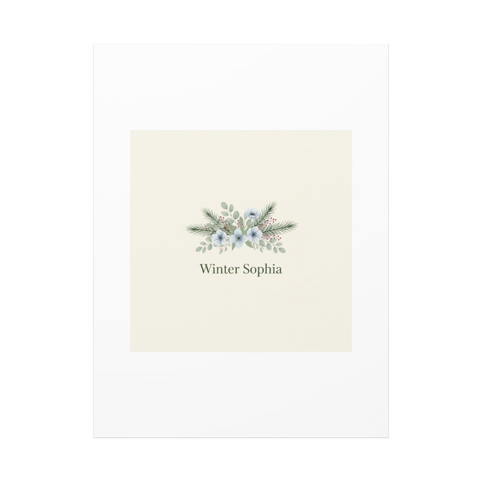 Winter floral wreath Canvas, pine branch botanical art | Minimal winter florals