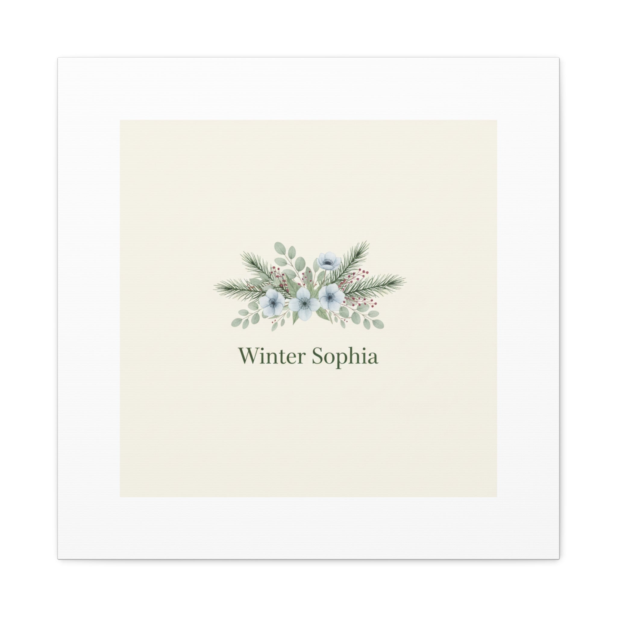 Winter floral wreath Canvas, pine branch botanical art | Minimal winter florals