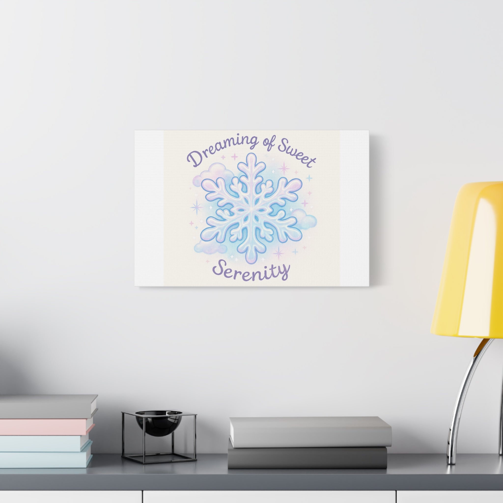 Canvas Wall Art - "Dreaming of Sweet Serenity" Snowflake Illustration