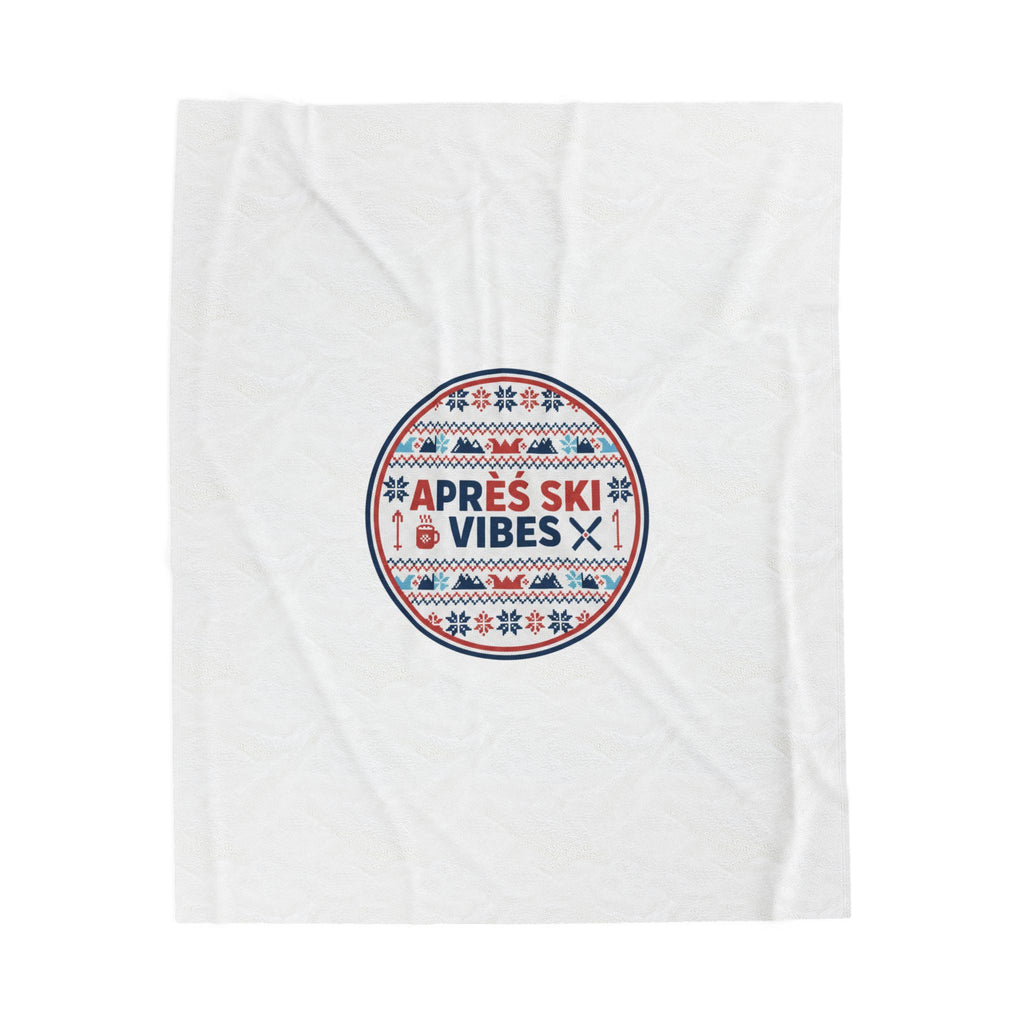 Après Ski Vibes Velveteen Plush Blanket, Fair Isle Ski Lodge Graphic