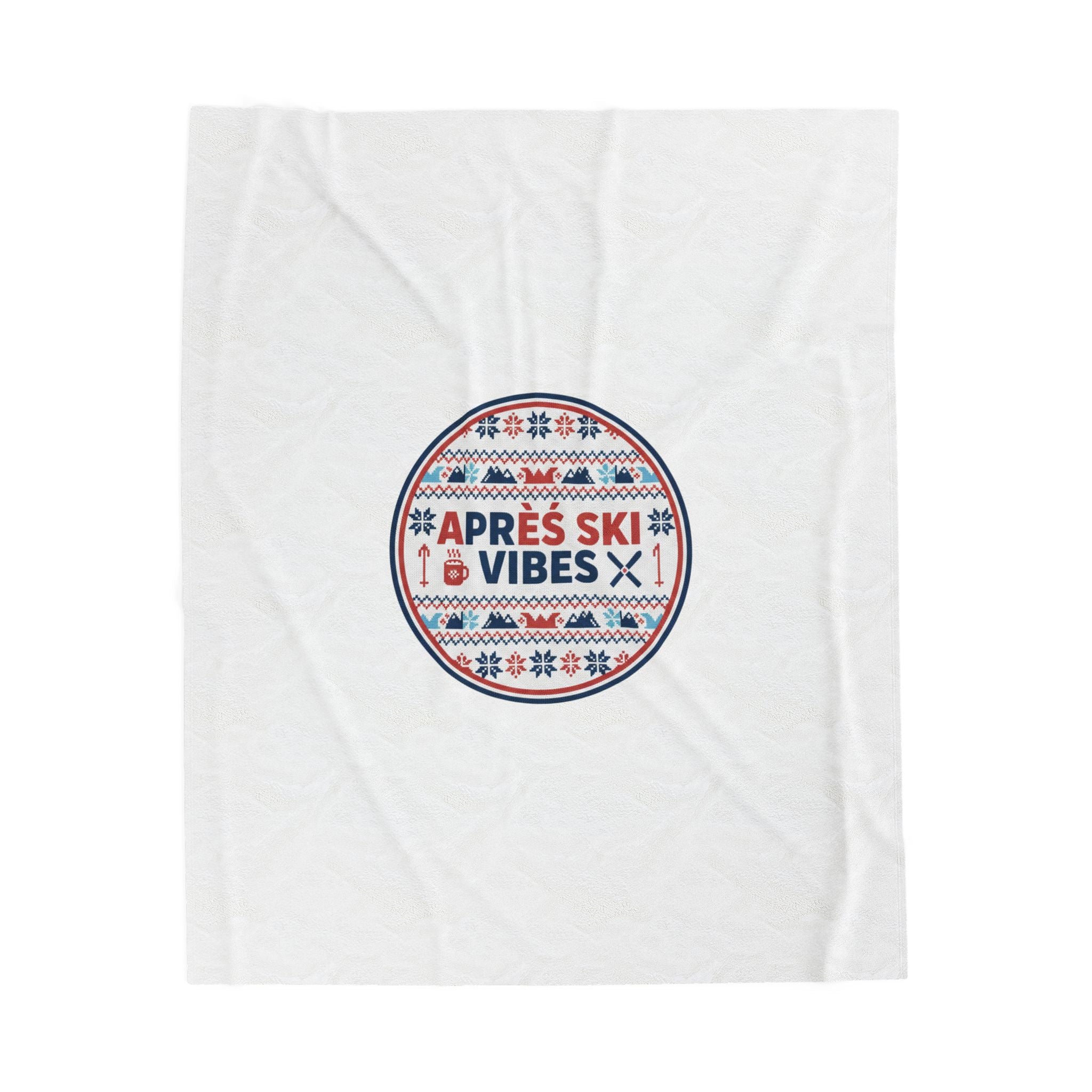 Après Ski Vibes Velveteen Plush Blanket, Fair Isle Ski Lodge Graphic
