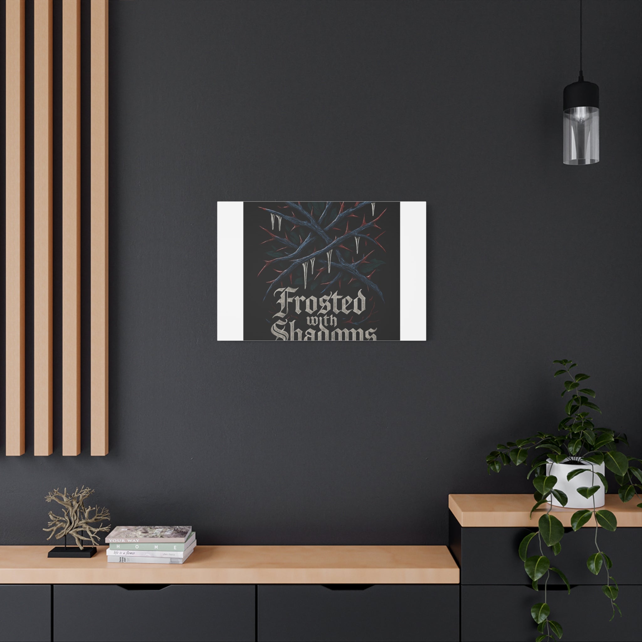 Frosted With Shadows Canvas Art — Gothic Winter Icicle Wall Decor