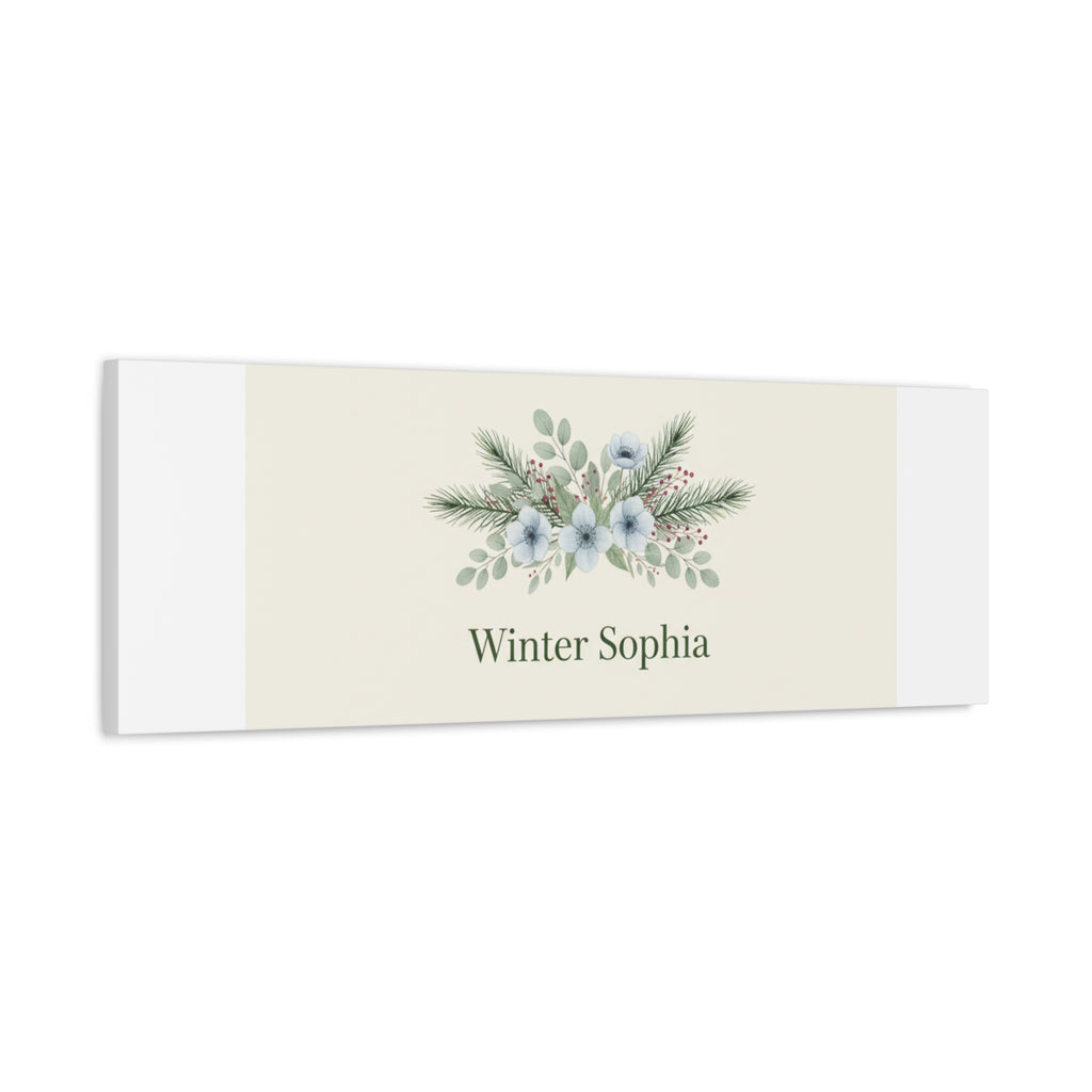 Winter floral wreath Canvas, pine branch botanical art | Minimal winter florals