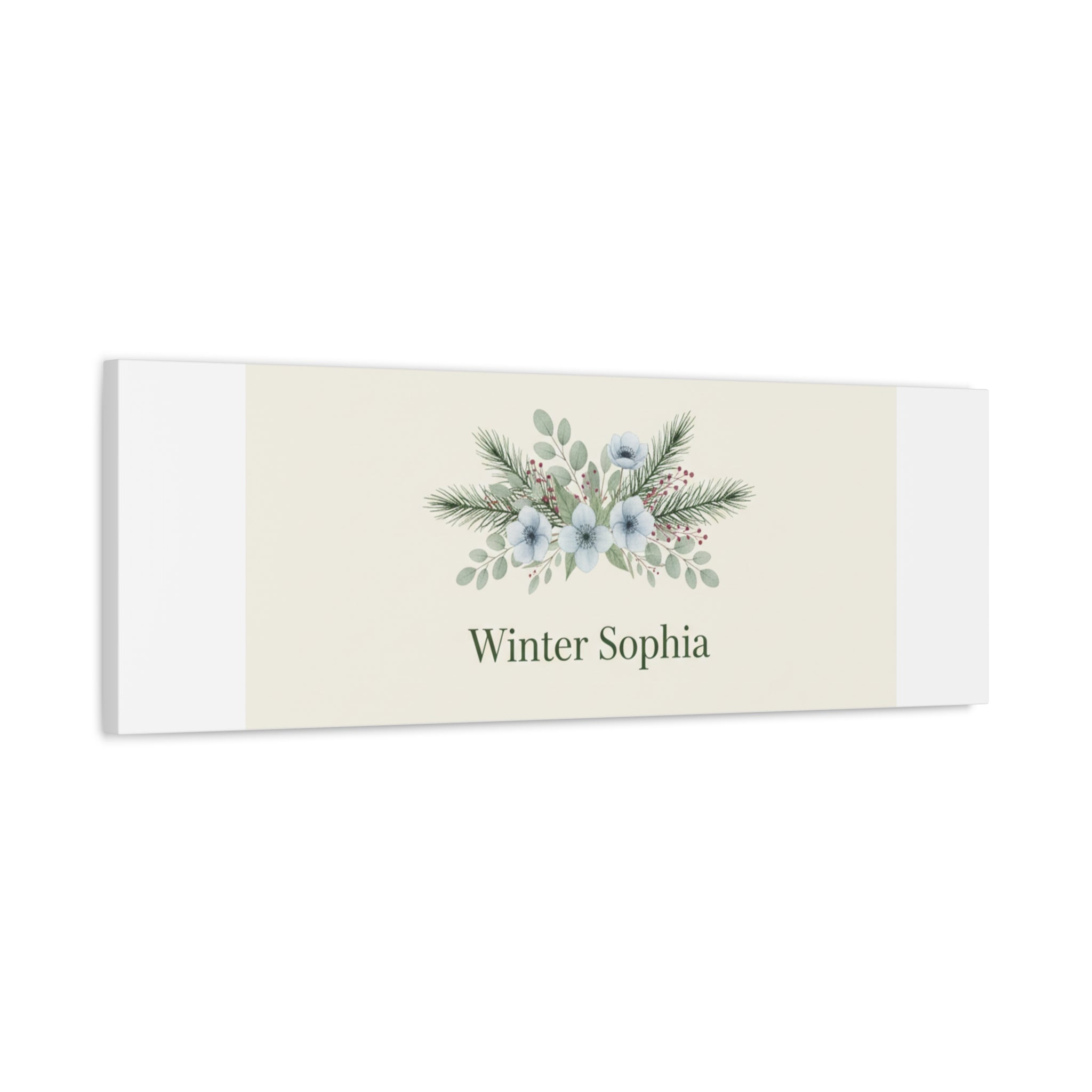 Winter floral wreath Canvas, pine branch botanical art | Minimal winter florals